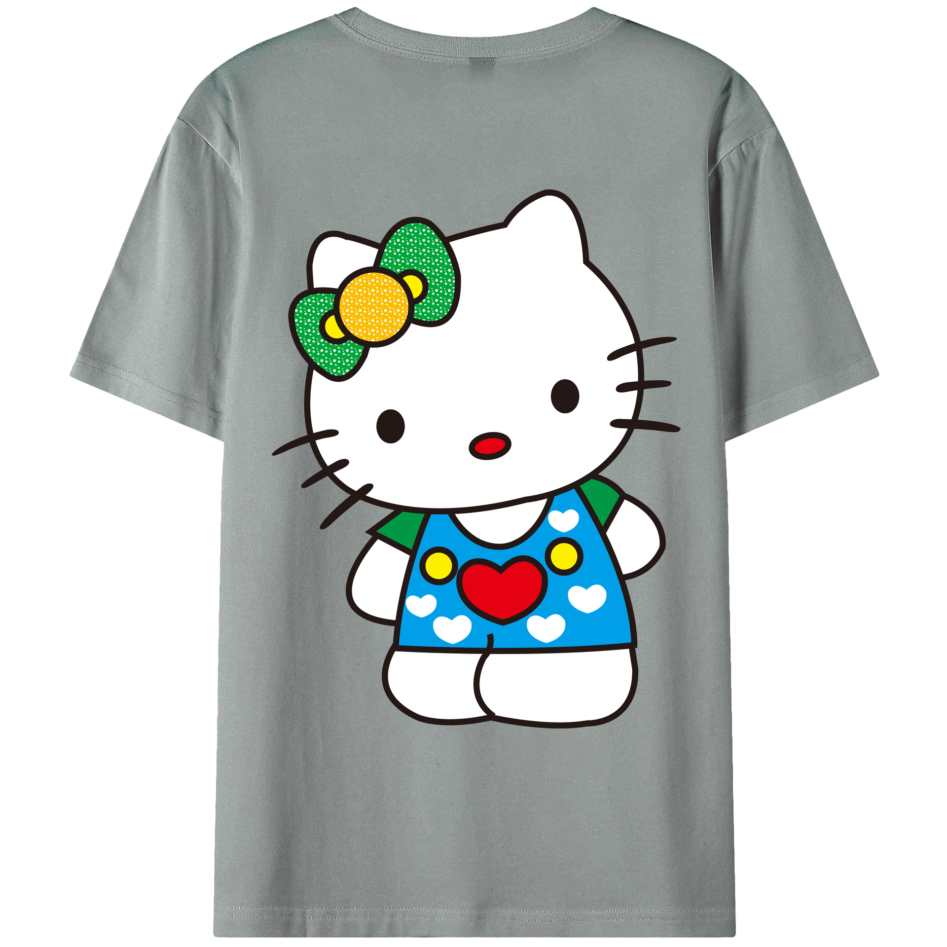（画像用） Hello Kitty ハローキティ 綿100％ メンズ半袖Tシャツ（バックプリント） 通気性